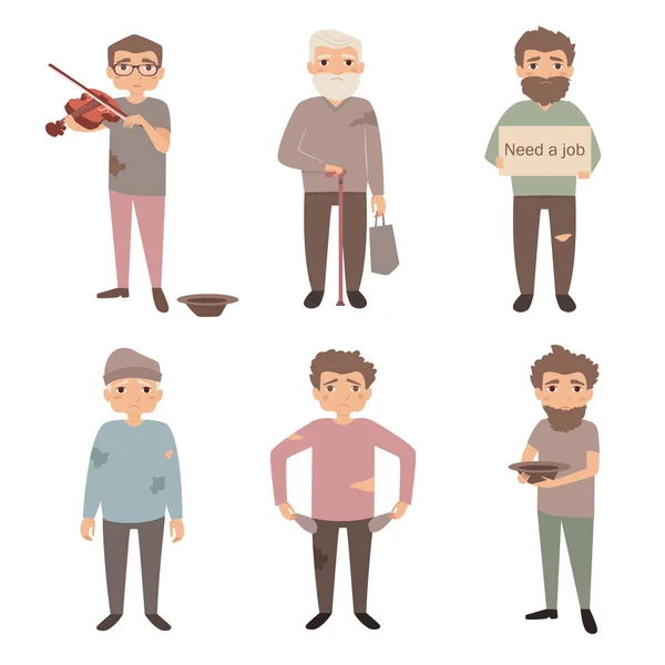 Ilustración de personas sin hogar . — Vector de stock