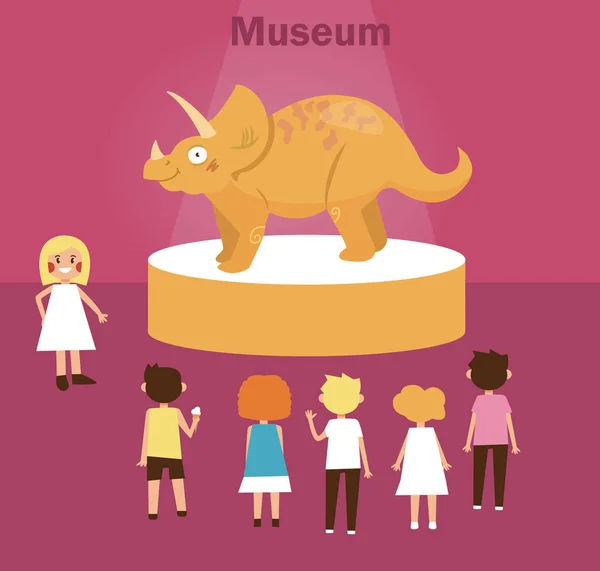 Dinosaurie i paleontologiska museet. — Stock vektor
