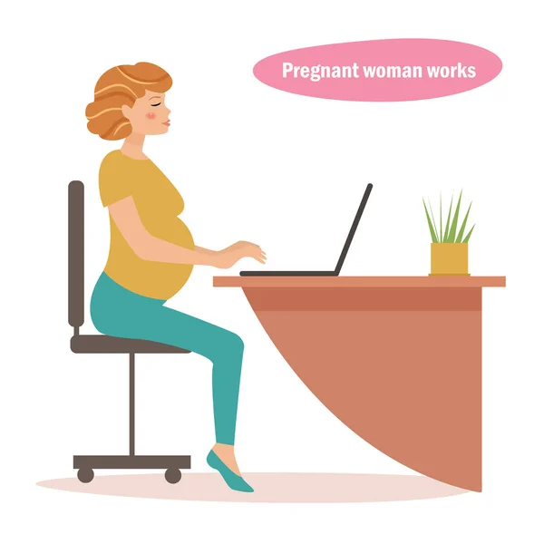 Femme enceinte travaille dans le bureau — Image vectorielle