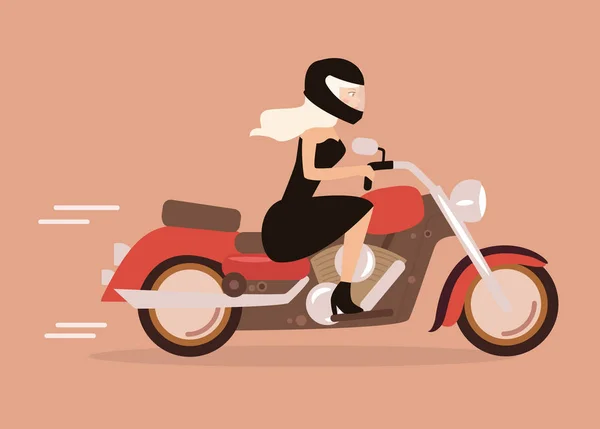 Cartoon meisje op een motorfiets — Stockvector