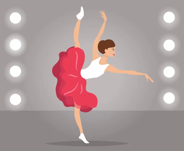 Flicka dans på scenen — Stock vektor