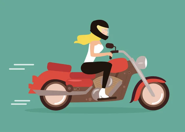 Cartoon girl on a motorcycle — Stock Vector