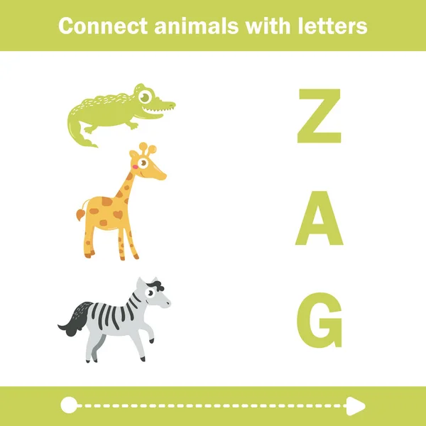 Connect animals with letters. Royalty Free Stock Illustrations