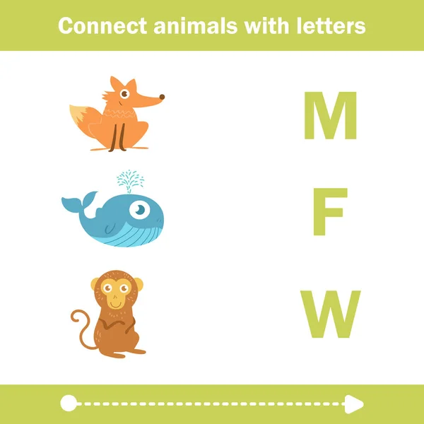 Connect animals with letters. Stock Illustration