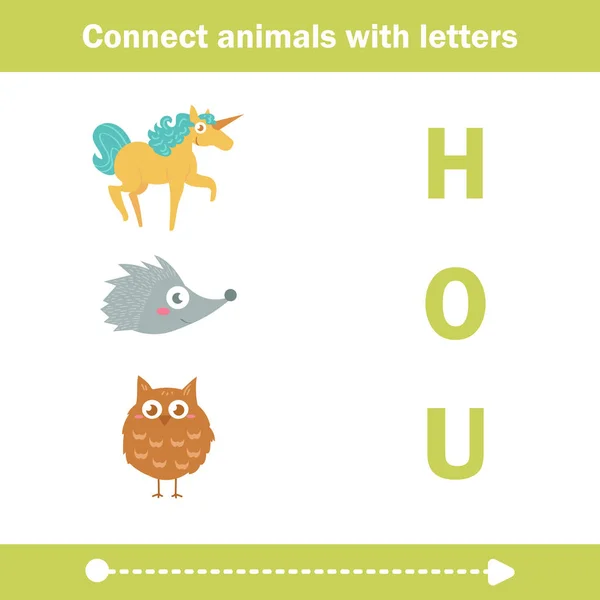 Connect animals with letters. Royalty Free Stock Vectors