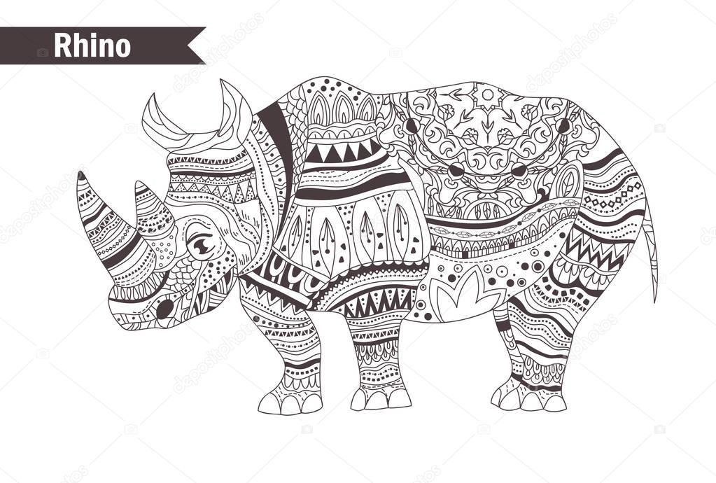 Rhino in zentangle style