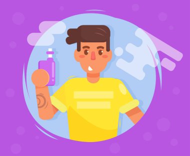 Buharlaştırıcı. E-sigara olan adam.