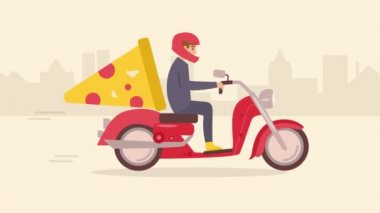 Pizza teslimatı. Animasyon 2d 
