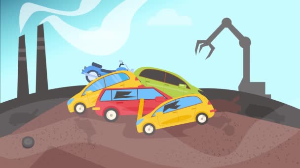 Dump Cars Animation Cartoon — Stock Video