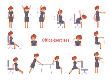 Ofis için egzersizler. Vektör