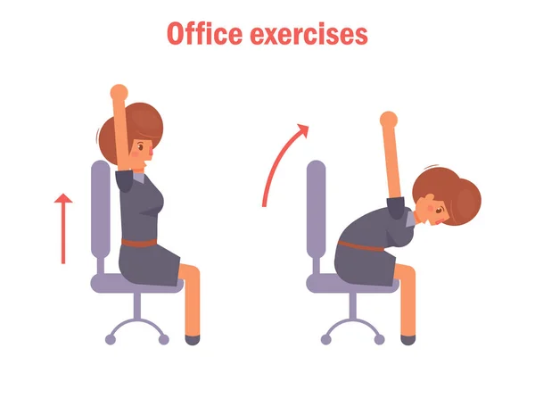 Office övningar med en stol — Stock vektor