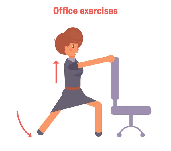 Office exercises with a chair — Stock Vector