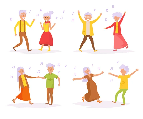 Oude mensen dansen. — Stockvector