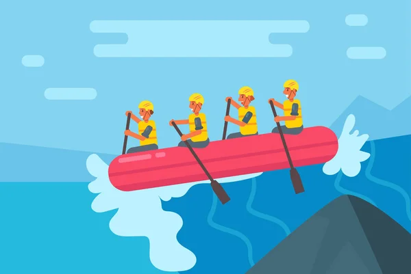 Rafting. Vector. Dibujos animados. Aislado — Vector de stock