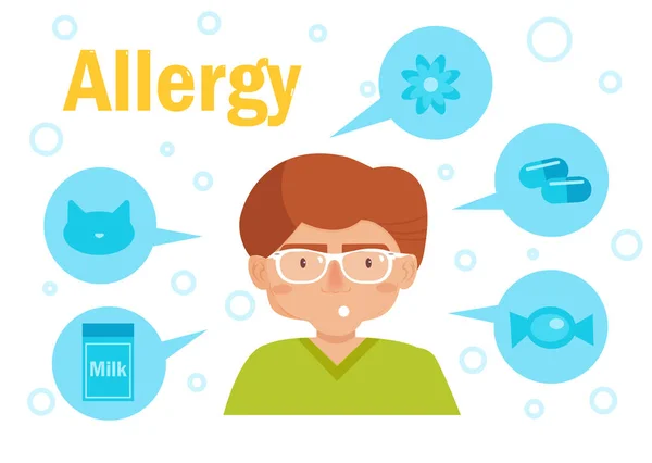 Man. Types of allergies — Stock Vector