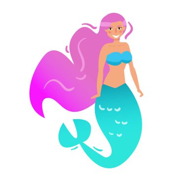 Deniz kızı. Vektör. Çizgi film.