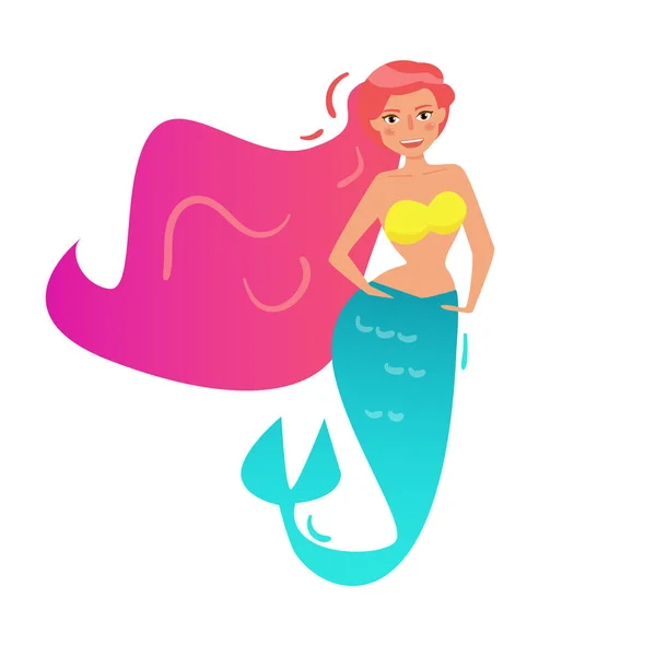 Mermaid. Vector. Cartoon. — Stock Vector