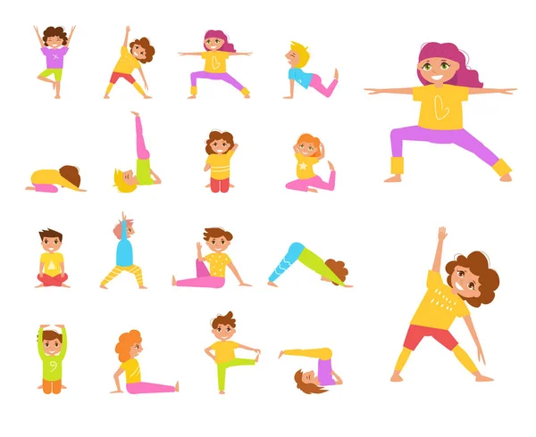 Childrens yoga. Vector. — Stock Vector