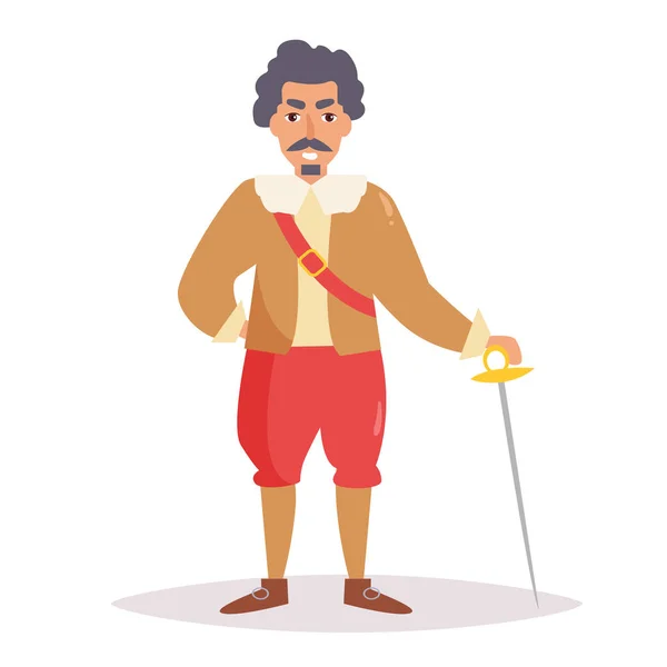 Musketeer. Vector. Cartoon. — Stock Vector