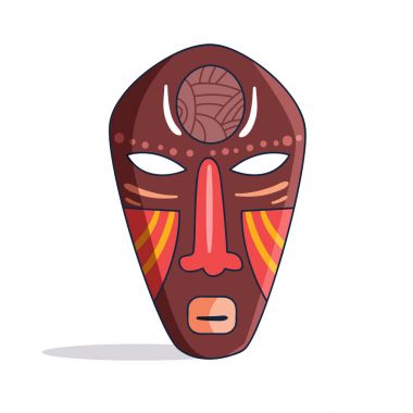 Afrika maskesi. Renkli. Vektör.