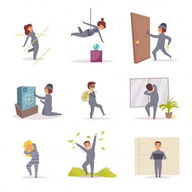 Soyguncular. Vektör. Çizgi film.