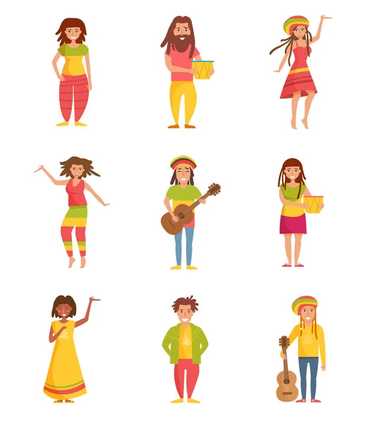 Reggae instellen. Vector. Cartoon. — Stockvector