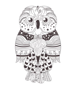 Baykuş. Siluet. Siyah