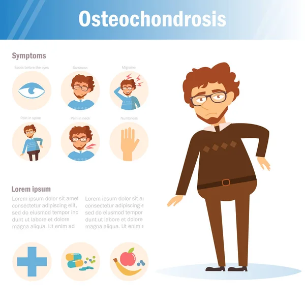 Osteocondrose. Meu Deus. Vector. Desenhos animados . —  Vetores de Stock