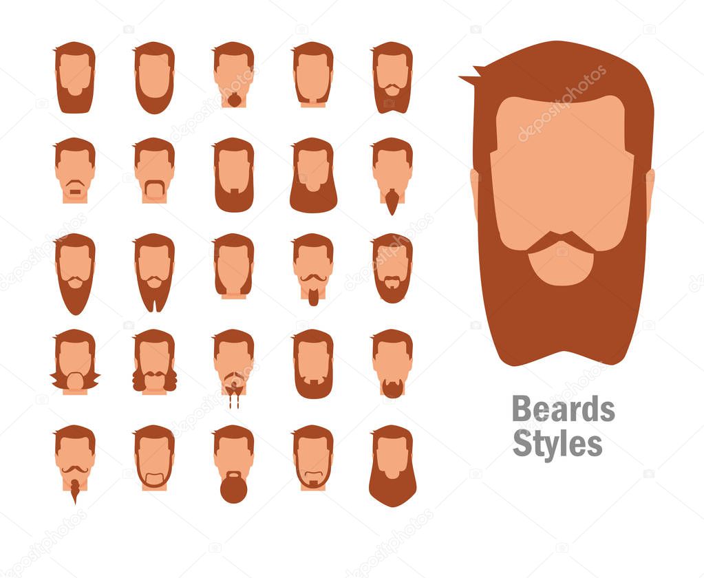 Set with various types of beards.