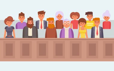 Jury in court. Vector. Cartoon. clipart