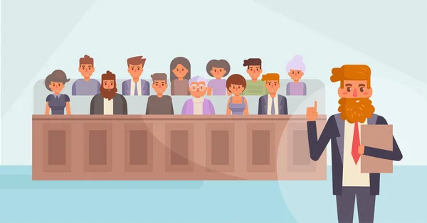 Júri em tribunal. Vector. Desenhos animados . —  Vetores de Stock