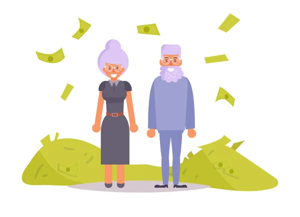 Pensionsfond. Mormor och morfar. — Stock vektor