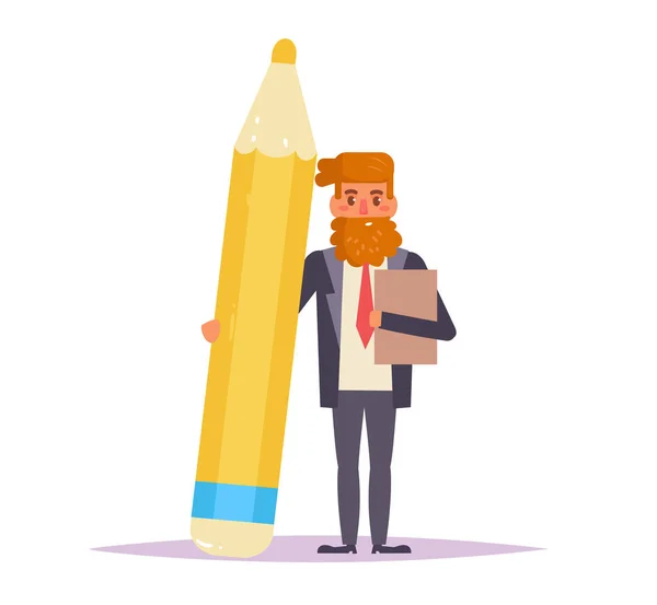 Businessman with pencil. Vector — Stock Vector