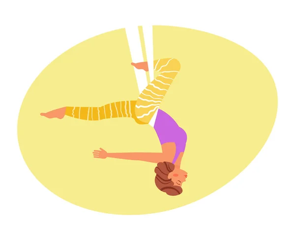 Antenne acrobatiek. Yoga in de hangmatten — Stockvector