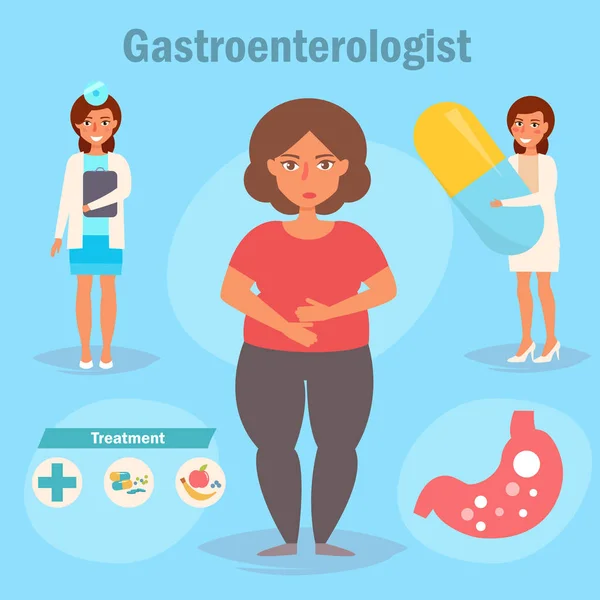 Gastroenterolog vektör. Çizgi film. — Stok Vektör