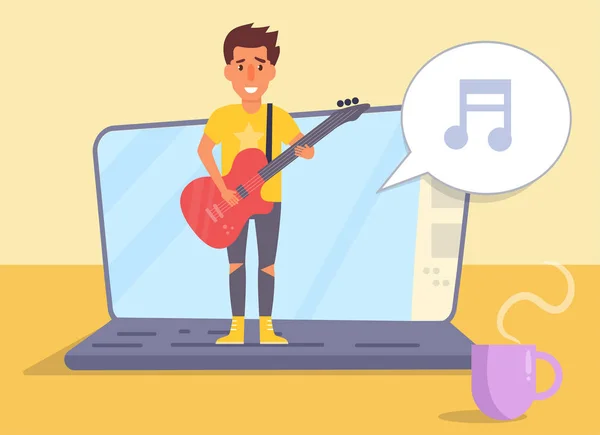 Apprendre à jouer de la guitare en ligne Vect — Image vectorielle