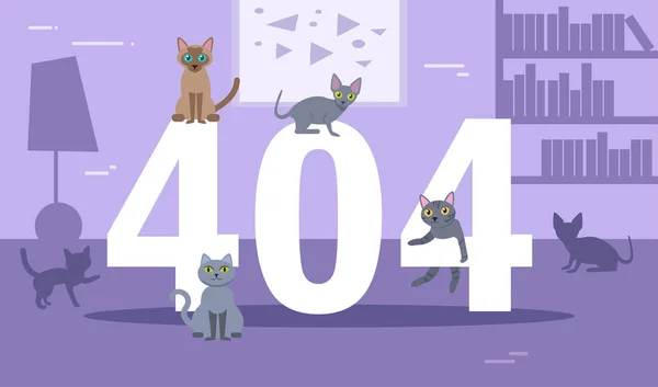 错误404猫传染媒介。卡通. — 图库矢量图片