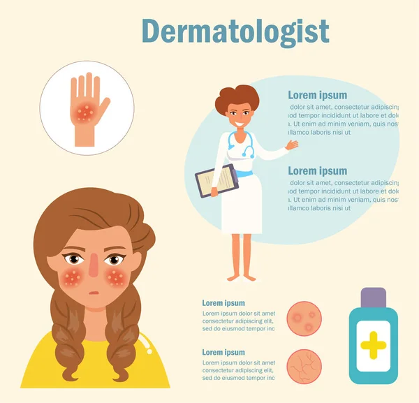 Dermatoloog-Vector. Cartoon. — Stockvector