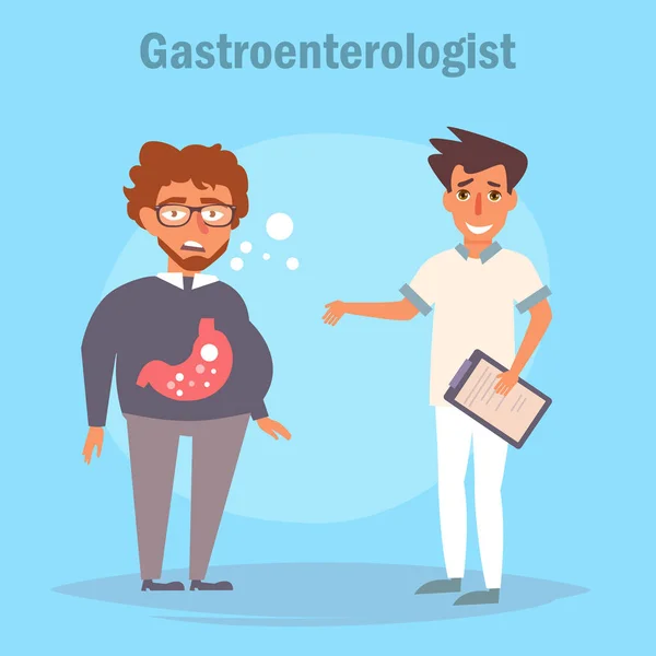 Gastroenterolog vektör. Çizgi film. — Stok Vektör