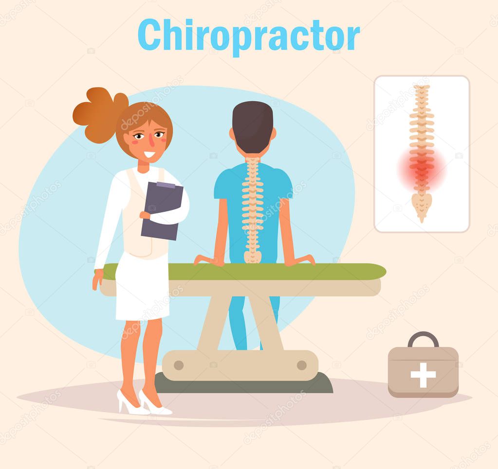 Chiropractor Vector. Cartoon. Isolated art on white background. Flat