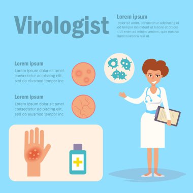 Doktor virolog vektör. Çizgi film. Ben