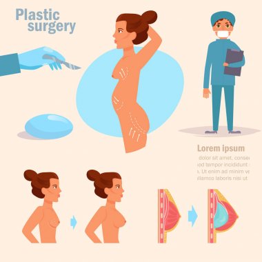 Plastik cerrahi vektör. Çizgi film.