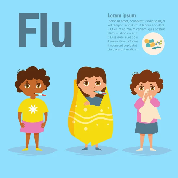 Child flu Vector. Cartoon. Isolated — Stock Vector