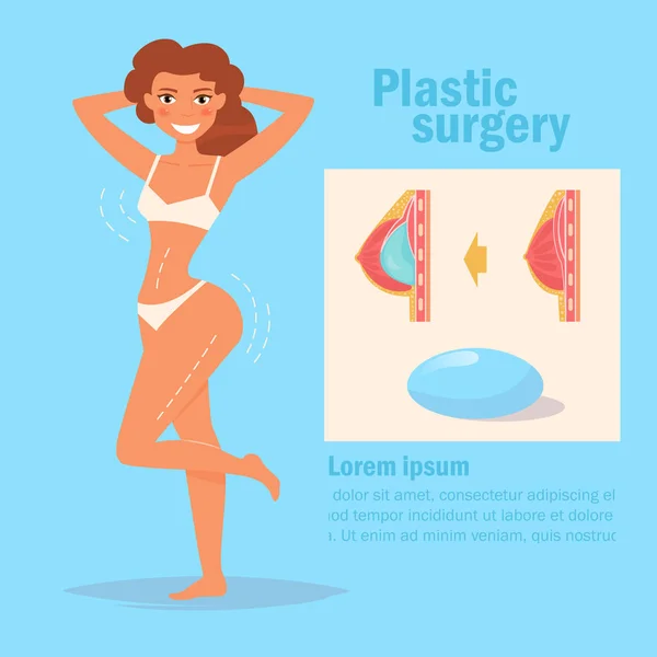 Chirurgie plastique. Vecteur de sein . — Image vectorielle