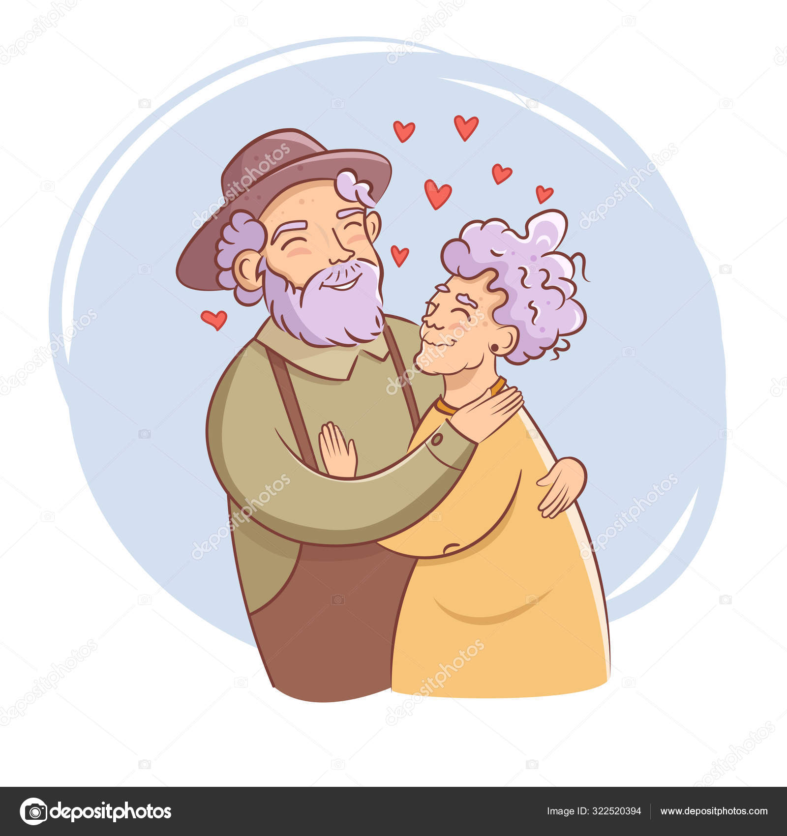 Download Grandma And Grandpa Hug Grandparents Day Vector Cartoon Isolated Art On White Background Flat Vector Image By C Annaviolet Vector Stock 322520394