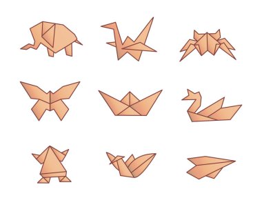 Origami Vektörü. Çizgi film. Beyaz arkaplanda izole edilmiş sanat.