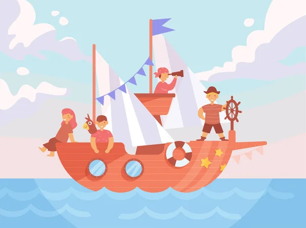 Vector de fiesta pirata para niños. Dibujos animados. Arte aislado — Vector de stock