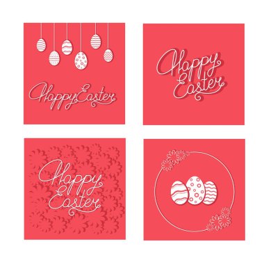 Mutlu Paskalya yazı çiçek ve yumurta ile ayarla