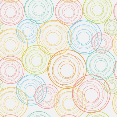 Daire ve çizgiler ile Dikişsiz çiçek soyut desen. Vektör kumaş tasarımı