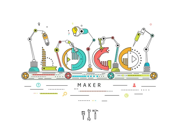 Concetto di creazione e costruzione del logo — Vettoriale Stock